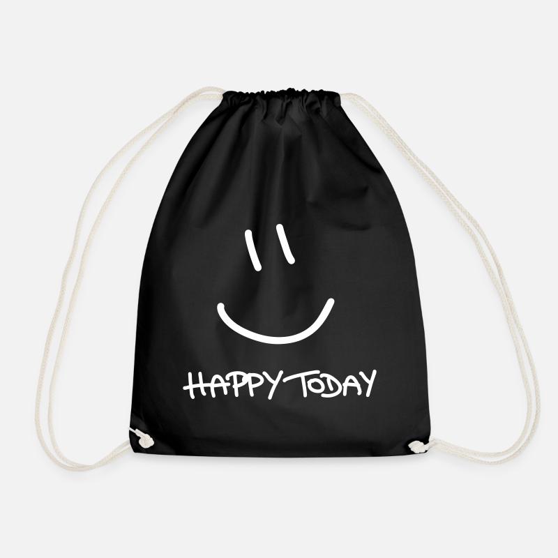 Happy grin Happy Today - Drawstring Bag - black