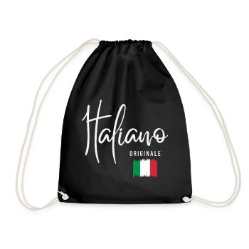 Born in Italy, originally from Italy - Drawstring Bag - black - Front