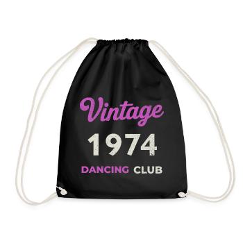 Vintage 1974 – Dancing Club Retro Birth Year - Drawstring Bag - black - Front