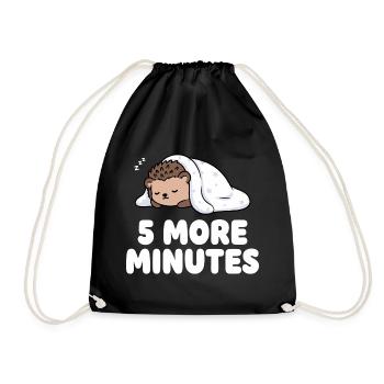 5 more minutes sleep hedgehog - Drawstring Bag - black - Front