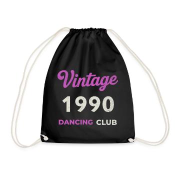 Vintage 1990 – Dancing Club Retro Birth Year - Drawstring Bag - black - Front