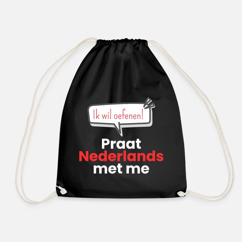 Speak Dutch with me - Drawstring Bag - black