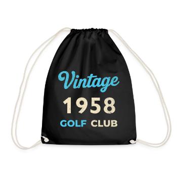 Vintage 1958 Golf Club Retro Birth Year Gift - Drawstring Bag - black - Front
