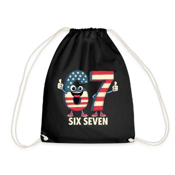 US Flag 67 Memes Six Seven - Drawstring Bag - black - Front