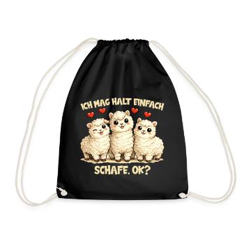 Motif de bande dessinée de mouton avec cœur et diction amusante - Sac de sport léger - noir - Devant