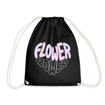 Pastel Flower Power Retro - Drawstring Bag - black - Front