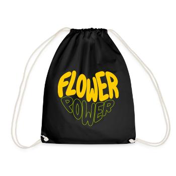 Flower Power Retro Print - Drawstring Bag - black - Front