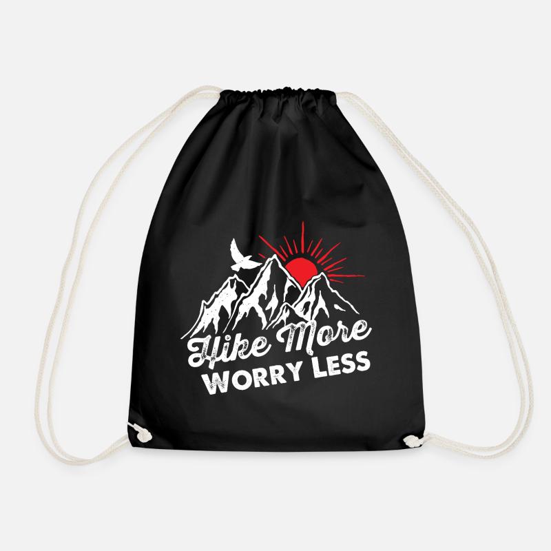 Mountain Landscape Sunrise Less Worries - Drawstring Bag - black