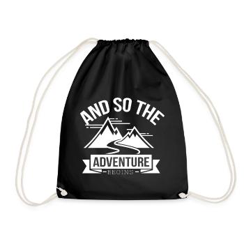 Adventure Start: Mountains and Path - Drawstring Bag - black - Front