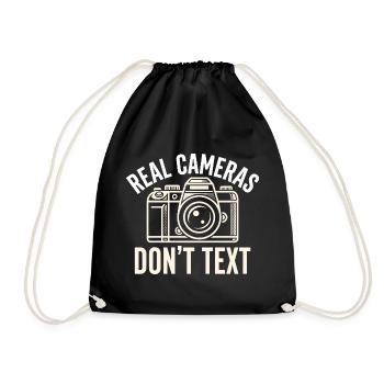 Real Cameras Don't Text Statement - Drawstring Bag - black - Front