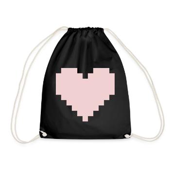 Pixel Pink Heart - Drawstring Bag - black - Front