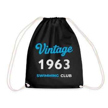 Vintage 1963 – Swimming Club Retro Geburtsjahr - Turnbeutel - Schwarz - Vorne