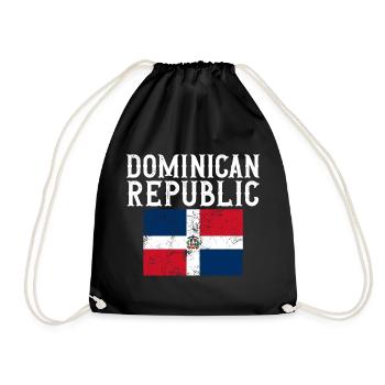 Dominican Republic Flag Souvenir - Drawstring Bag - black - Front