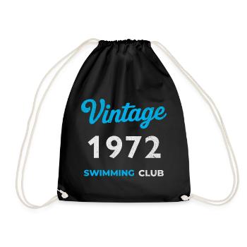 Vintage 1972 – Swimming Club Retro Geburtsjahr - Turnbeutel - Schwarz - Vorne