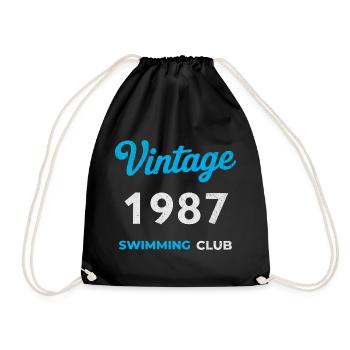 Vintage 1987 – Swimming Club Retro Geburtsjahr - Turnbeutel - Schwarz - Vorne