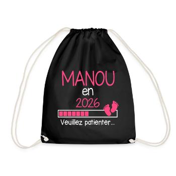 Manou in 2026 Gift Announcement Future Grandma - Drawstring Bag - black - Front