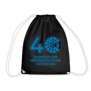 HU März 2026 - 40 Jahre - Geburtstag Geschenk - Turnbeutel - Schwarz - Vorne