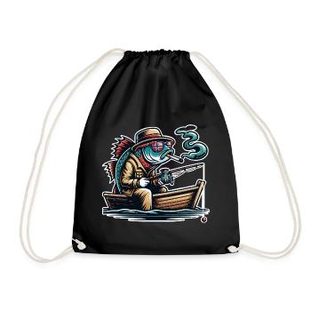 Fishing Norway Funny Fish - Drawstring Bag - black - Front