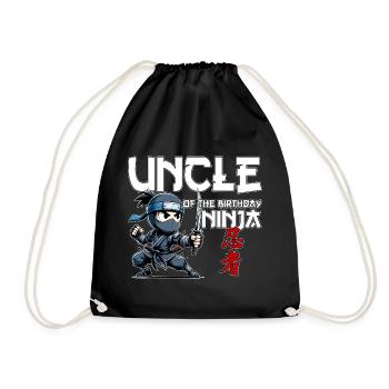 Uncle Of The Birthday Ninja Birthday Funny - Drawstring Bag - black - Front