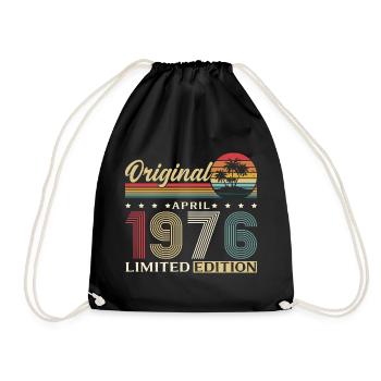 50th Birthday Gift Husband Original April 1976 - Drawstring Bag - black - Front