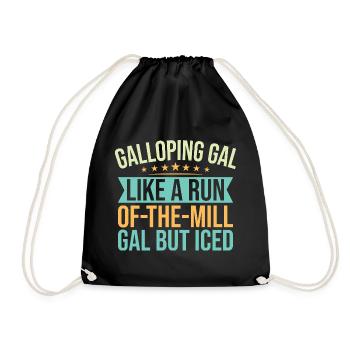 Hobby Horse Rider Galloping Gal English Riding - Drawstring Bag - black - Front