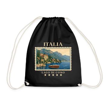 Italien Lago di Como Vintage Reisemarke - Turnbeutel - Schwarz - Vorne