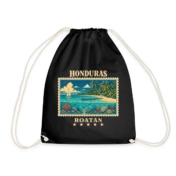 Honduras Roatán Vintage Reisemarke - Turnbeutel - Schwarz - Vorne