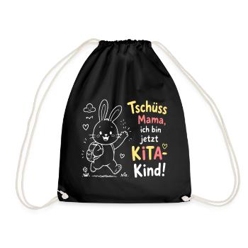 Kita Kind Bunny Abschied Motiv - Turnbeutel - Schwarz - Vorne