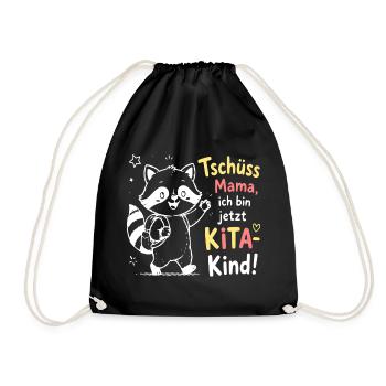 KiTa Abschied mit Waschbär - Turnbeutel - Schwarz - Vorne