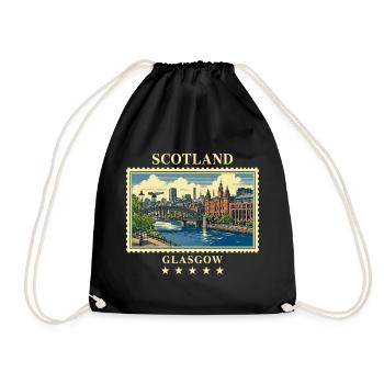 Schottland_Glasgow_Vintage_Reisemarke - Turnbeutel - Schwarz - Vorne