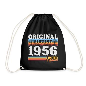 Vintage August 1956 Vintage Retro Birthday - Drawstring Bag - black - Front