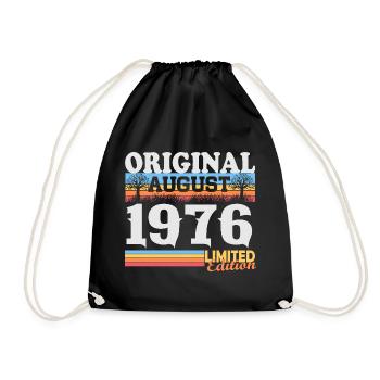 Vintage August 1976 Vintage Retro Birthday - Drawstring Bag - black - Front