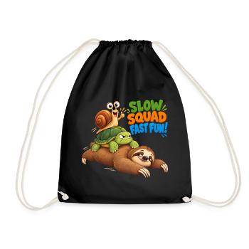 Slow Squad Fast Fun - Funny Slow Animals - Turnbeutel - Schwarz - Vorne