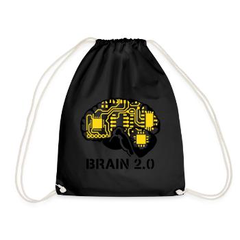 brain 2.0 - Drawstring Bag - black - Front