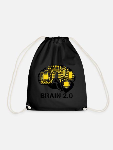 brain 2.0 - Drawstring Bag - black