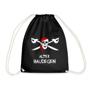 pirat alter haudegen totenkopf kapitän opa mann se - Turnbeutel - Schwarz - Vorne