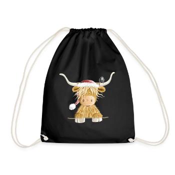 Schottisches Hochlandrind Weihnachten Geschenk - Turnbeutel - Schwarz - Vorne
