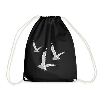 moewe vogel strand urlaub - Turnbeutel - Schwarz - Vorne