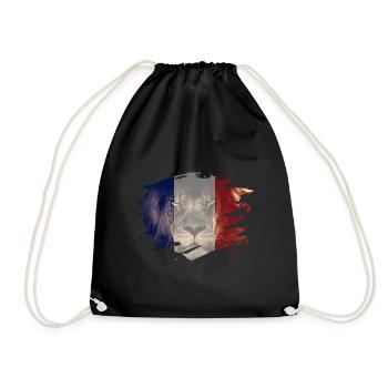France Flag & African Lion Picture - Drawstring Bag - black - Front