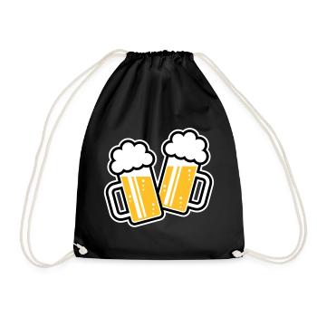 2 Clinking Beer Glasses For A Cheer! (3C) - Drawstring Bag - black - Front