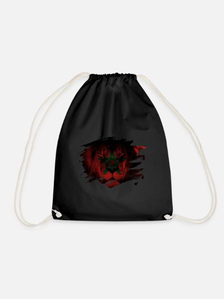 Marokko Lion Flag Paint Splatter - Turnbeutel - Schwarz