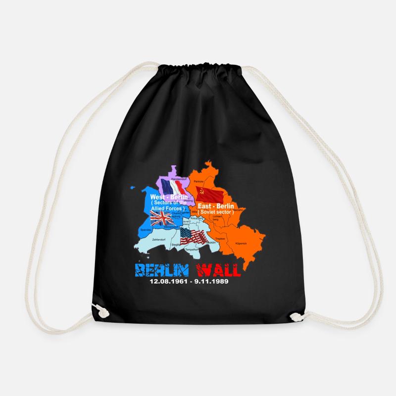 berlin wall 1961-1989 - Drawstring Bag - black