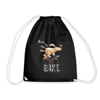 Né à vélo je chien sur dessin animé de vélo - Sac de sport léger - noir - Devant