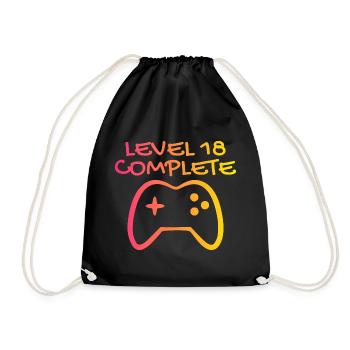 18 Birthday - Level 18 Complete - Gamer 18 years - Drawstring Bag - black - Front
