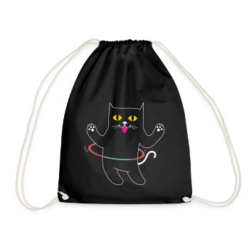DANCING CAT, FUNNY CAT, DANCING/FUNNY CAT - Drawstring Bag - black - Front