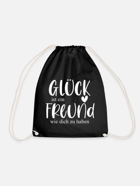 Freund Geschenk Bedanken Glück - Turnbeutel - Schwarz
