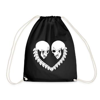 Heart of white skulls - Drawstring Bag - black - Front