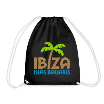 Ibiza, Islas Baleares (Palme als i) - Turnbeutel - Schwarz - Vorne