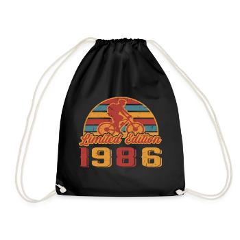 Cyclist Bicycle Bike Birthday Year of construction 1986 - Drawstring Bag - black - Front