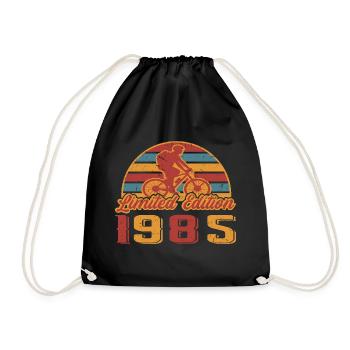 Bicycle Cyclist Bike Birthday Year of construction 1985 - Drawstring Bag - black - Front